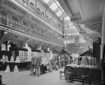 View of the fabrics hall in Jenner's Department Store, Princes Street, Edinburgh.