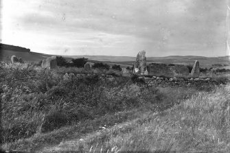 General view from approximately the south west.
Original negative captioned 'Ancient stone circle at Aquhorthies /Stone Circle at Aquhorthies'.