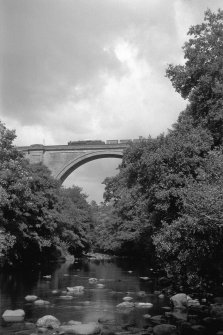 View showing train crossing viaduct