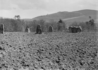 General view of circle.
Glass half-plate negative, captioned: 'Rothiemay Circle from North'.