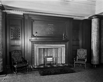 Edinburgh, Picture Theatre, interior.
View of marble fireplace and wood panelling
