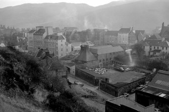 View looking SE showing Maltings with Canongate Manse in right background and The Veterans Residence in left background