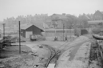 General view from SSE showing goods depot with mouth of tunnel under Rodney Street in right background
