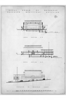 Sections and elevations.
Titled: 'Royal Burgh of Rothesay Proposed Municipal Pavilion.'
Scanned image of E 12449.
