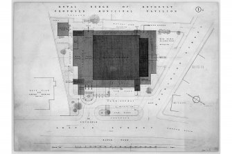 Block plan.
Titled: 'Royal Burgh of Rothesay Proposed Municipal Pavilion.'
Scanned image of E 12447.