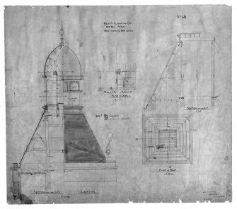 Photographic copy of drawing showing sections, elevation and details of W staircase roof.
Digital image of B 78242 CN