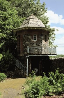View of gazebo from walled garden to West