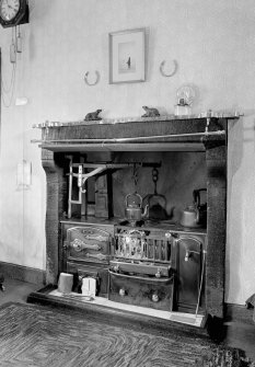 Interior.
Detail of kitchen fireplace with range.
Digital image of PB 486