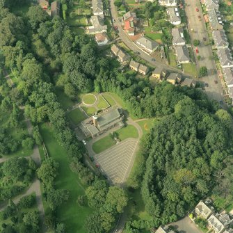 Greenock, oblique aerial view of South Street crematorium.