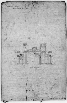 Warriston Cemetery.
South elevation of railway bridge. 
Title: 'No II  Railway Bridge  Edinburgh Cemetery'.
Insc:'J.D. Peddie  36 Albany Street  Edinburgh 24 September 1845.'
Scanned image of D 65252 P.