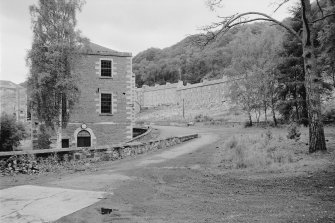 View from SSE showing SSE front of school with part of Caithness Row and New Lanark Road in background