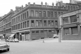 View from SSE showing SSW front and part of SE front of numbers 46-54 Ingram Street with Albion Buildings in background