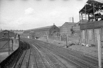 View from S showing SSE and SW fronts of signal box with part of works on left and right