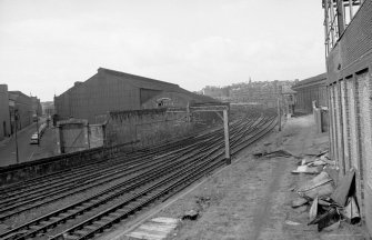 View from ESE showing SE front of central (W) block of works with signal box on right