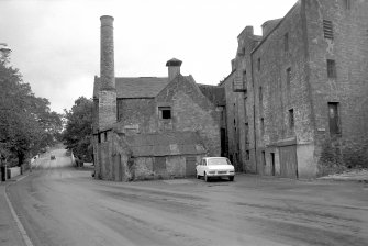 View from N showing N front of mill with granary block on right