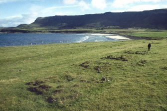 Eigg, Laig, view of square cairn cemetery. Digital image of slide.