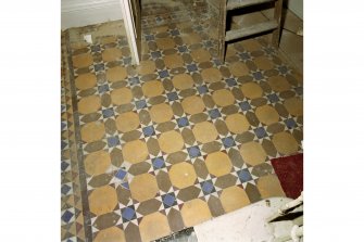 Edinburgh, 22 York Road, Grange House, interior.
Detail of minton tiles in hall.