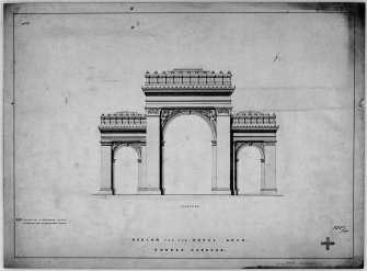 Elevation of Victoria Royal Arch for competition.