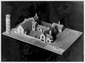 Photographic view of church and manse model.
Title: 'Moncur Memorial Church Isle of Stronsay Orkney'.
Insc: 'Leslie Grahame - Thomson, R.S.A., F.R.I.B.A., F.R.I.A.S., 6 Ainslie Place, Edinburgh.'
Scanned image of E 1462.