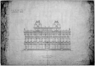 Alternate designs including block and floor plans, sections and elevation of proposed head office.
Scanned image of E 10631.