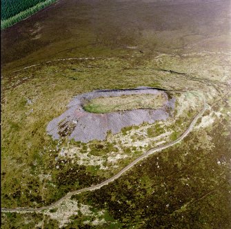 Oblique aerial view of Tap O' Noth vitrified fort, taken from the WSW. Digital image of D/69192/CN.