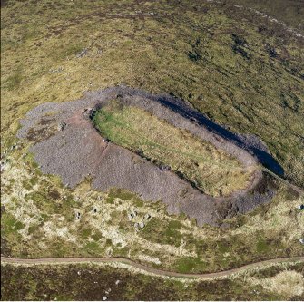 Oblique aerial view of Tap O' Noth vitrified fort, taken from the SSW. Digital image of D/69196/CN.