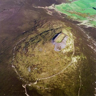 Oblique aerial view of Tap O' Noth vitrified fort, taken from the WNW. Digital image of D/69214/CN.