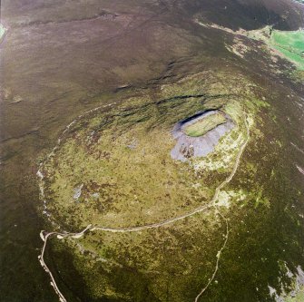 Oblique aerial view of Tap O' Noth vitrified fort, taken from the W. Digital image of D/69215/CN.