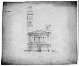 Photographic copy of unexecuted W elevation.
