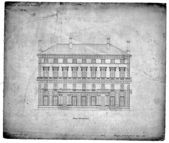 Glasgow, Granville Street, Great Western Rooms
Photographic copy of elevation plan.
Insc: 'Great Western Rooms' 'No VIII' 'Front Elevation' 'For David Bell Esq' 'Glasgow, 29 Bath Street June 1850'.