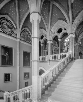 Interior-general view of Staircase showing painted ceiling and panels
