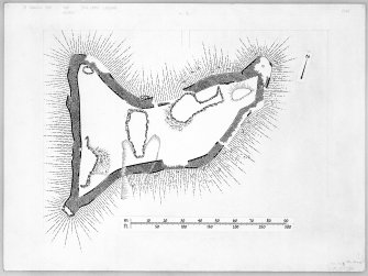 Inked plan: fort at Dun-da-Lamh. Based on 1956 survey.