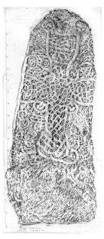 Migvie, composite digital image of rubbing of Pictish cross-slab (front).