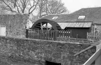 View from W showing part of waterwheel