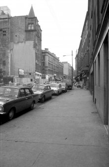 View looking E along Ingram Street with warehouses on left and fruit market on right