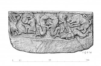 Drawing of the sculptured stone.