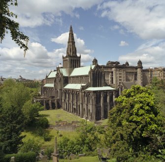 Glasgow Cathedral. General view from the NW, taken from the necropolis.