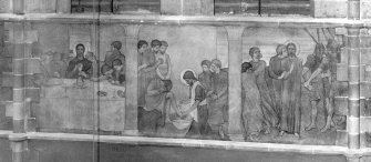 Catholic Apostolic Church, interior, nave, North wall
Detail of mural; Last Supper, Washing of Feet, The Betrayal. Digital image of ED/8134.
