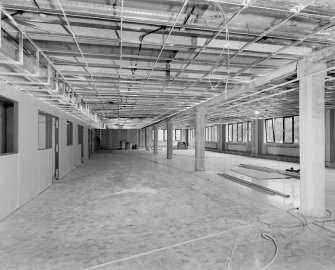 Interior view of the Monuments Record library under construction seen from the West.