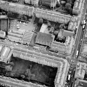 Aerial view of the building prior to renovation to house RCAHMS seen from the North West.
