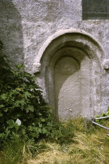 Copy of colour slide showing detail of Kilmoluaig Church, Lismore Island
Insc: " Blank arcade ( with heads) on south side."
NMRS Survey of Private Collection 
Digital Image Only