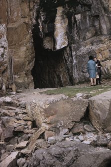 Copy of colour slide showing view of St Ninian's Cave, Physgill, Wigtownshire
NMRS Survey of Private Collection 
Digital Image Only