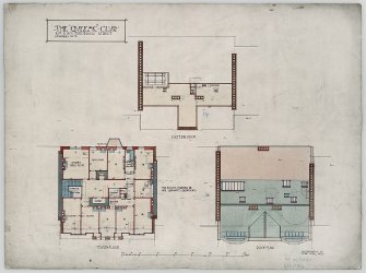 Edinburgh, 5-7 Frederick Street, Queen's Club.
Photographic copy of drawing showing cistern room, fourth floor and roof plans.
Titled:  'The 'Queens' Club  Nos 5 & 7 Frederick Street.  Drawing No 3.'
Insc:  '42 Frederick St.  Edinr   April 1903'.