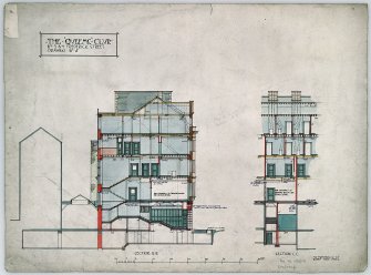 Edinburgh, 5-7 Frederick Street,  Queen's Club.
Photographic copy of drawing showing sections BB and CC.
Titled:   'The 'Queens' Club   Nos 5 & 7 Frederick Street    Drawing No 5'.
Insc:   42 Frederick St   Edinr   May 1903'.