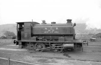 View from NNE showing NCB locomotive number 21 beside W locomotive shed (not in picture)