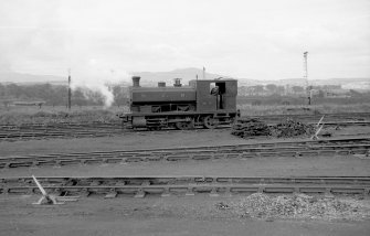 View looking W showing NCB locomotive Lothians area number 7 at colliery