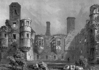 View of Earl's Palace, Kirkwall. Engraving from 'The Baronial and Ecclesiastical Antiquities of Scotland', R. W. Billing, 1901.
