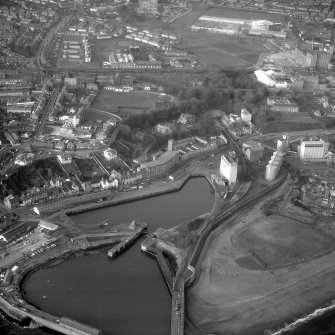 Aerial photograph, showing Nairn's Linoleum Works, Kirkcaldy Harbour and St Mary's Canvas Works.