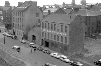 View looking SW from Randolph and Elder Engineering Works showing NNE and ESE fronts of numbers 46-48 with number 50 and number 60 in background