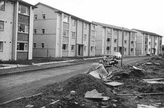 Forrester Park Housing Estate. View of flats under construction at Forrester Park. 
Insc on verso: '1966 Forrester Park 6/66'.